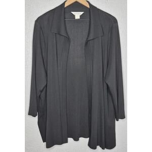Exclusively Misook Sweater Womens Medium Black Knit Open Front Cardigan Jacket